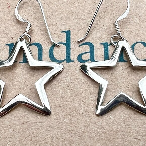 Sundance $78 NEW Sterling Silver STAR 1-1/4" Dangle Holidays Christmas Earrings - Picture 8 of 10